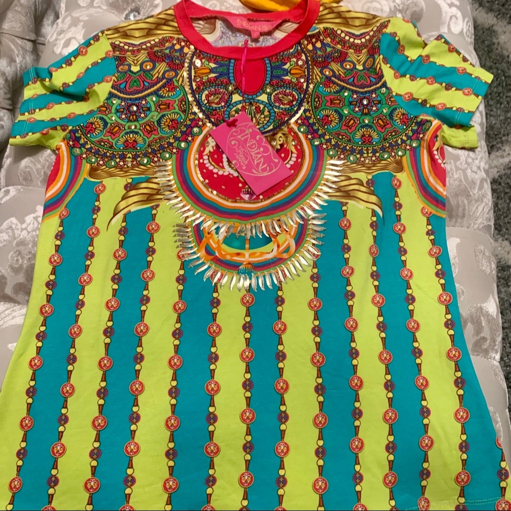 Indian by Manish Arora MultiColor Tee Size: Large